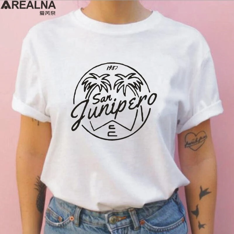Женская хлопковая Футболка с принтом летняя футболка коротким рукавом и