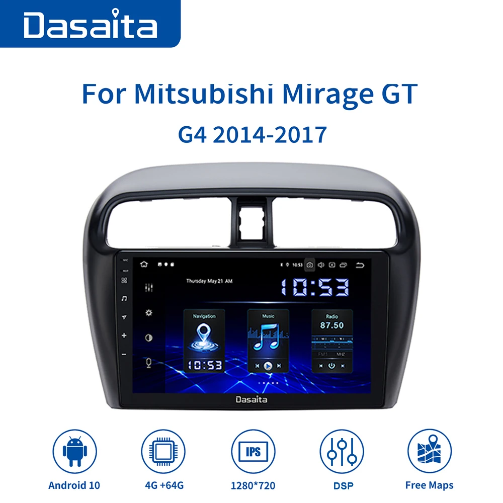 

Автомобильная магнитола Dasaita, стерео-система на Android 10,0, с 9 "сенсорным экраном, GPS, MP3, USB, 64 Гб ПЗУ, для Mitsubishi Mirage GT G4, Типоразмер 1 din