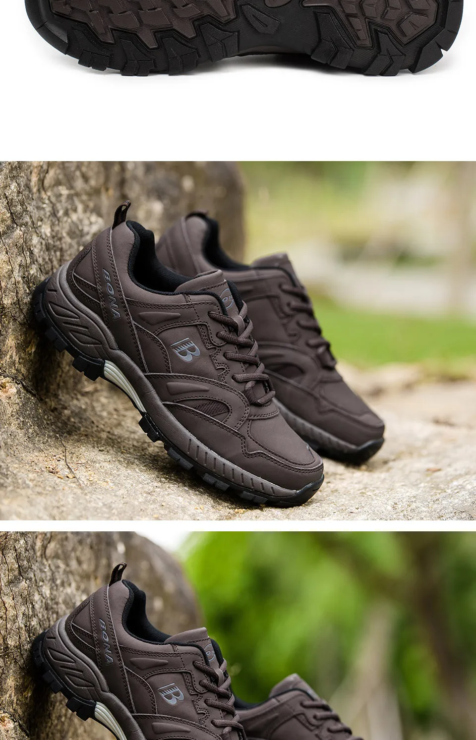 BONA Man Hiking Shoes Men Suede Breathable Lace Up Men Athletic Shoes Outdoor Jogging Sneakers Comfortable Soft Outdoor Sneakers