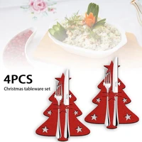 4pcslot christmas tree cutlery bag unique exquisite cutlery holder organizer christmas table knife fork holder party decoration