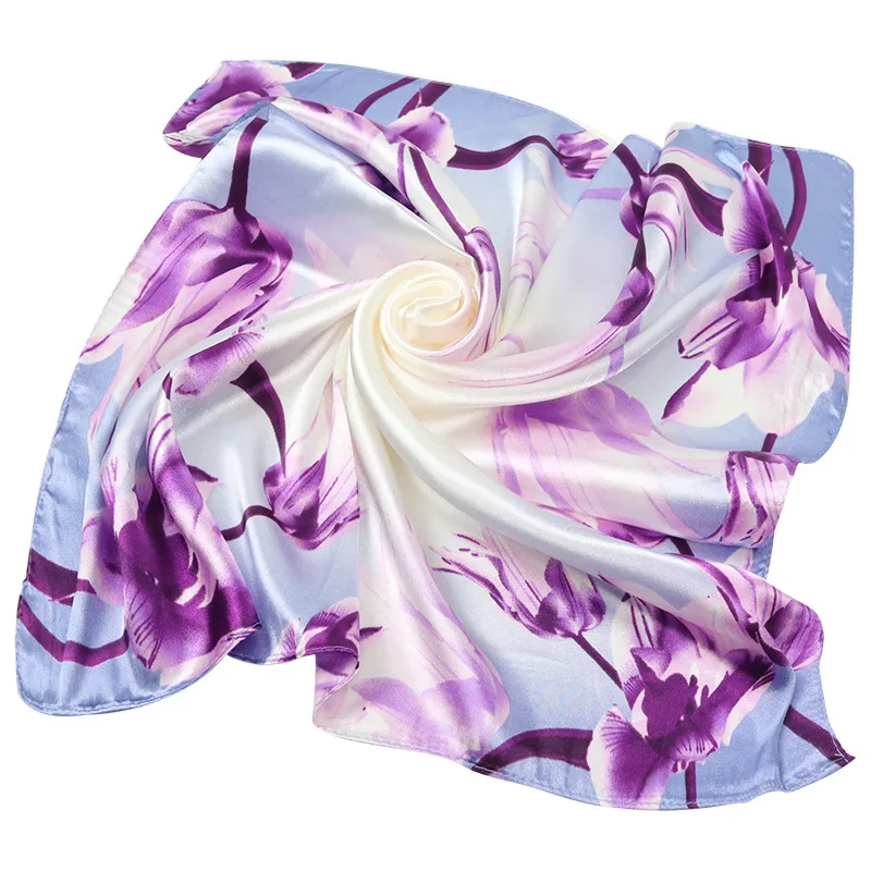 

Satin Han Edition Small Square Emulation Silk Scarves, Silk Scarf Little Scarf Printed Silk Scarves Sell Like Hot Cakes