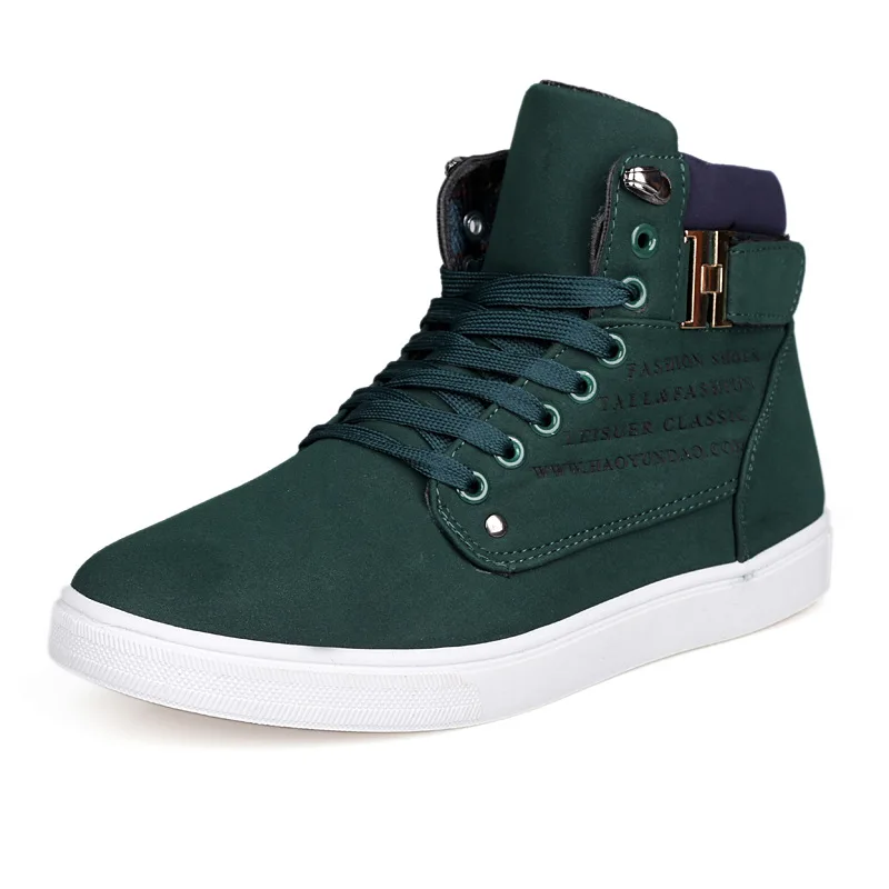 Мужские кожаные ботинки с высоким берцем коричневые повседневные на меху