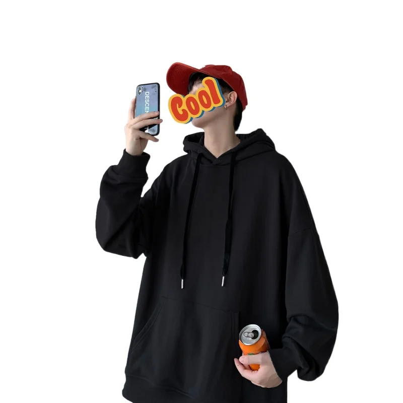 

Korean Fake Two-piece Hoodies Men's Fashion Casual Hooded Sweatshirt Men Streetwear Loose Hip-hop Pullover Hoodie Mens Hoody