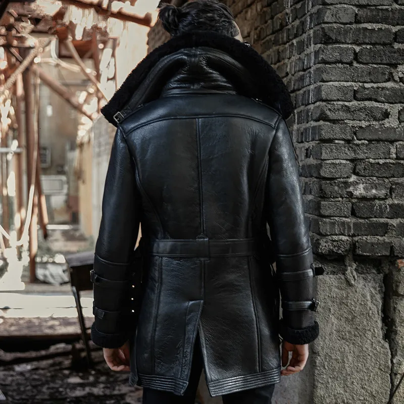 Натуральная кожа куртка мужская дубленка Утепленная зимняя густой мех верхняя