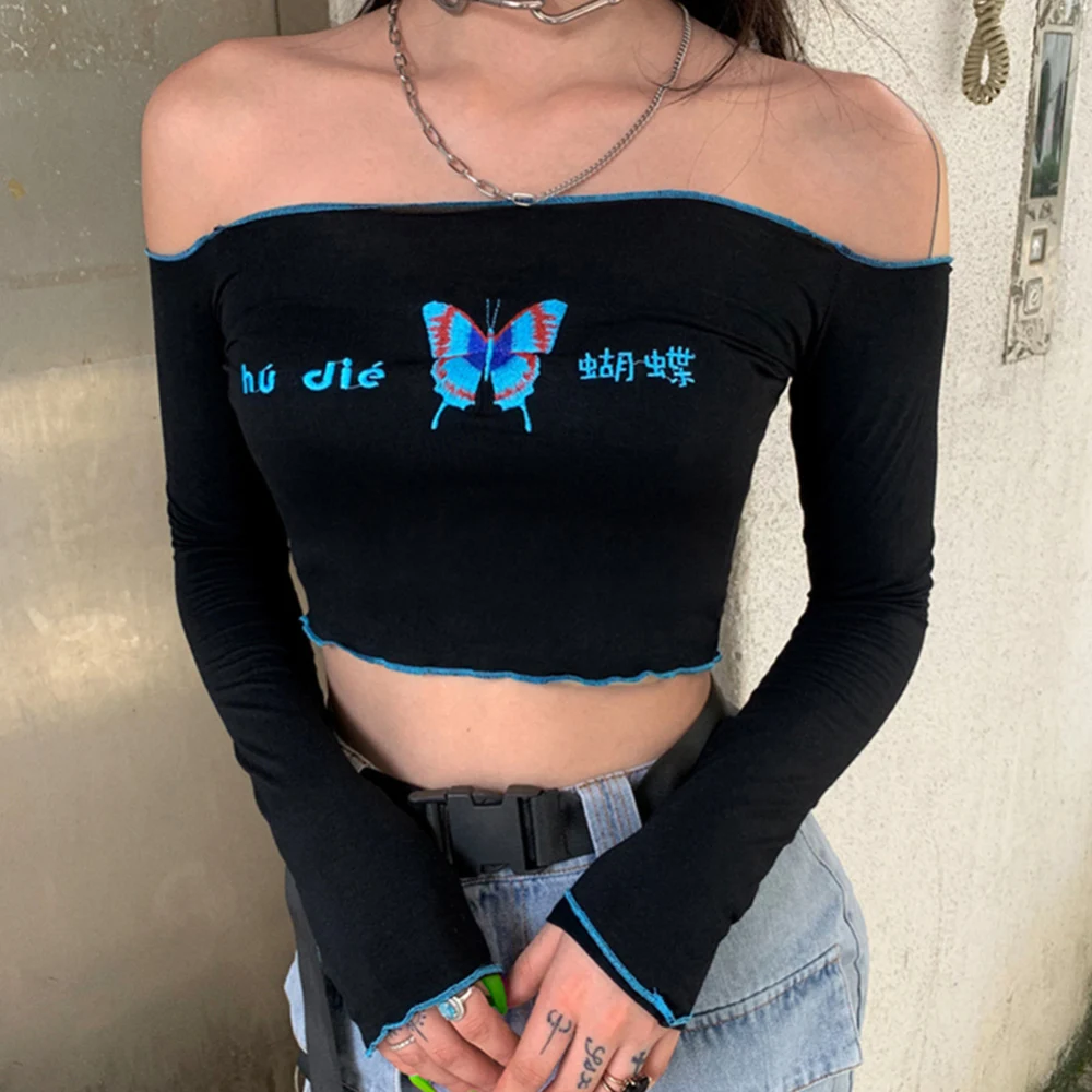 Модная женская сексуальная Водолазка с длинным рукавом короткая майка на