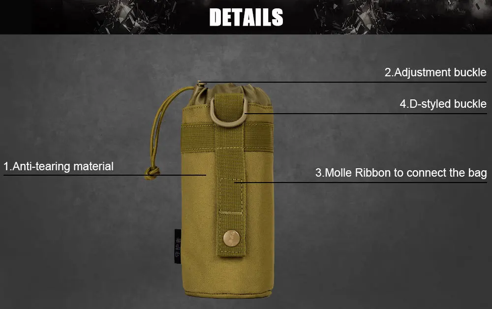 SINAIRSOFT MOLLE система армейская прочная бутылка для воды d-кольцо держатель шнурок мешок Открытый тактический военный бутылка для воды сумка