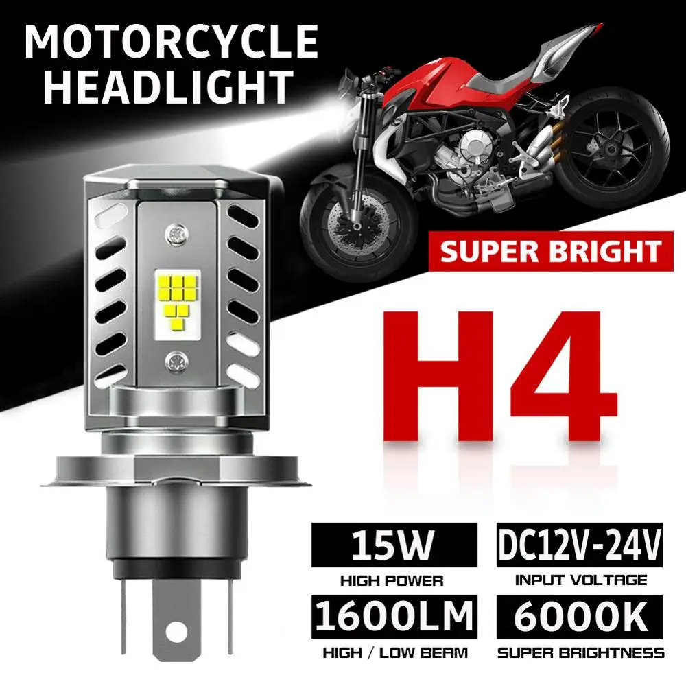 

Светодиодная лампа H4 9003 HB2 для мотоцикла, HID, Высокий/Низкий Луч, 6500K, противотумансветильник фары высокой мощности, аксессуары, противотуман...