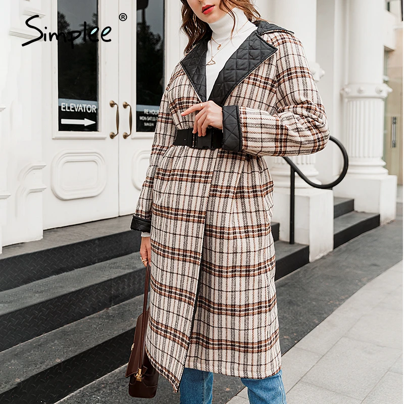 

Куртка женская осенне-зимняя клетчатая с отворотом и длинным рукавом, 2020