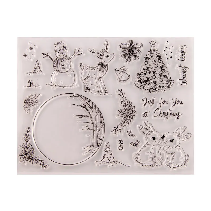 

Merry Christmas Clear Stamps for DIY Scrapbooking Card Snowman Transparent Rubber Stamp Making Photo Album Crafts Decor Stamp