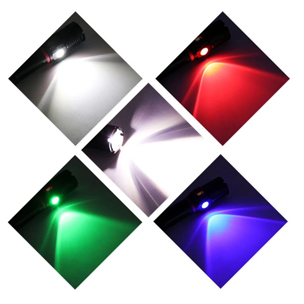 

XHP 120 Flashlight Rechargeable COB Red Blue Green LED Hunting Fishing Camping Lamp Bright Lantern Waterproof Torch Flash Light