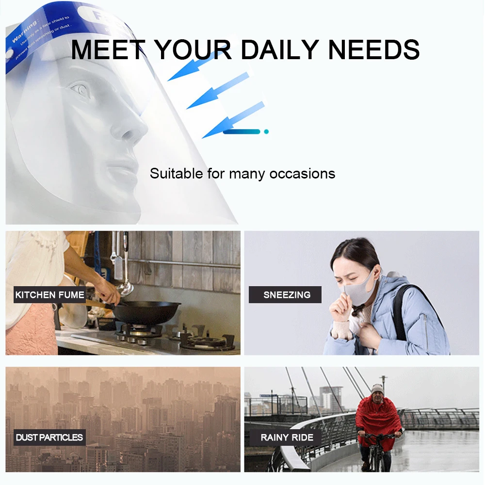 

Transparent Face Shield Anti Saliva Anti-droplet Plastic Protective rotective Faceshield Cover Visor Dust Proof Fog Full Screen