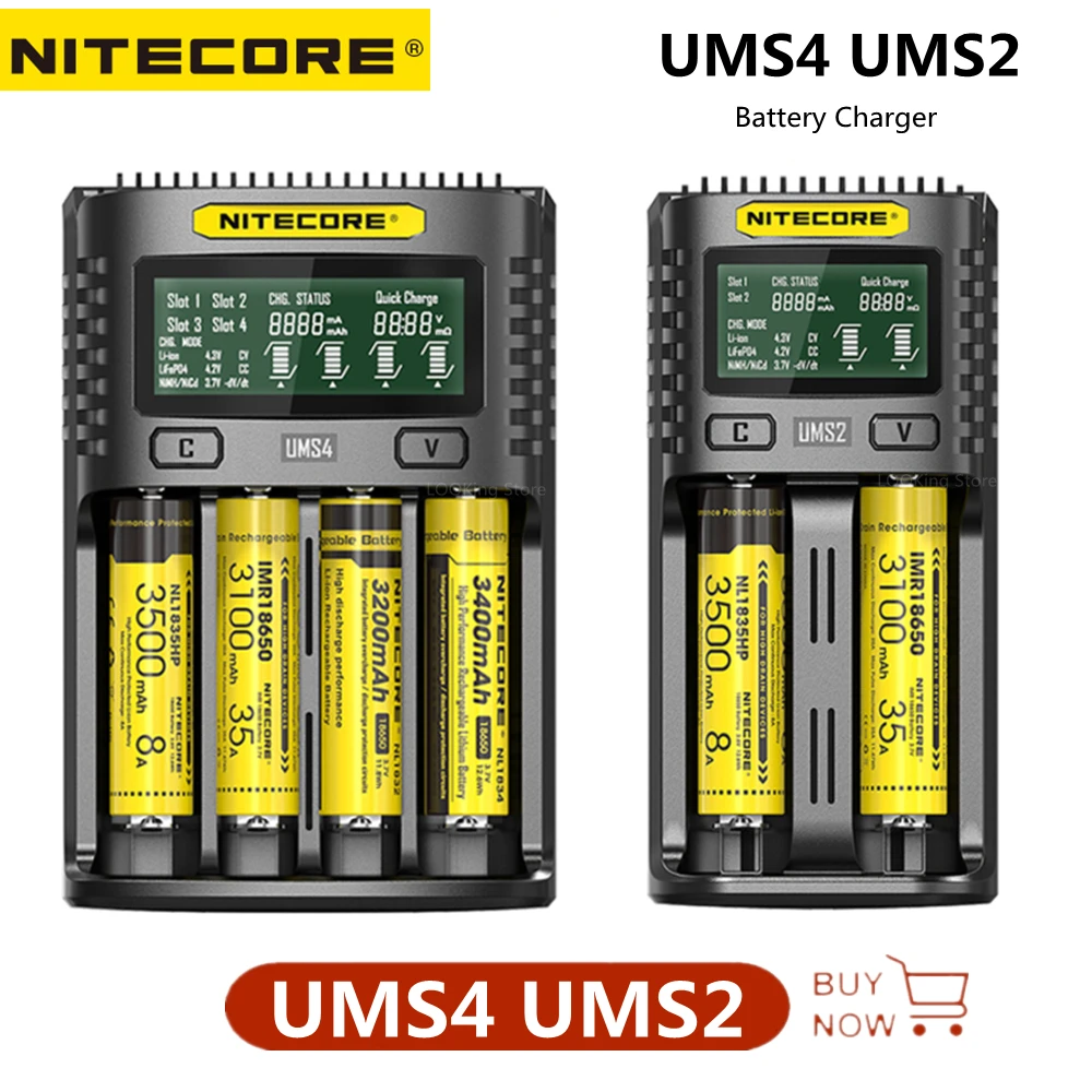 Умное зарядное устройство NITECORE UMS4 UMS2 с ЖК-дисплеем 4A QC быстрая зарядка для