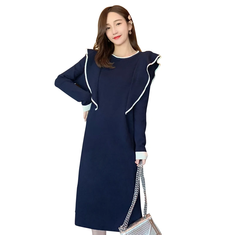

1033# Autumn Winter Thick Warm Knitted Maternity Nursing Long Sweaters Dress Clothes for Pregnant Women Pregnancy Feeding Dress