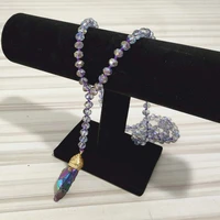 zwpon 2020 fashion original natural quartz stone pendant necklace facet crystal beads necklace for woman jewelry wholesale