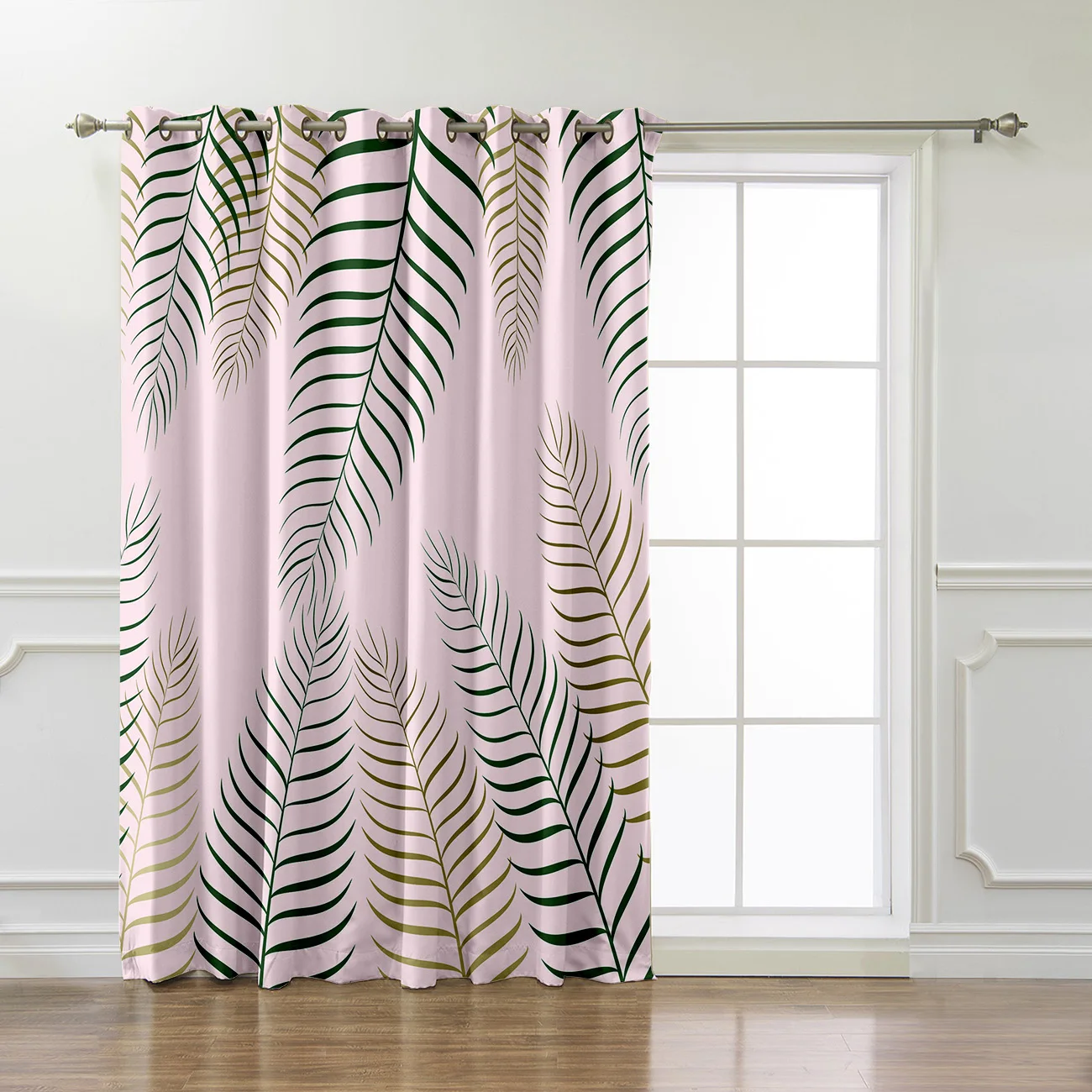 Тропические растения с розовым фоном окна шторы темное окно затемнения ванная