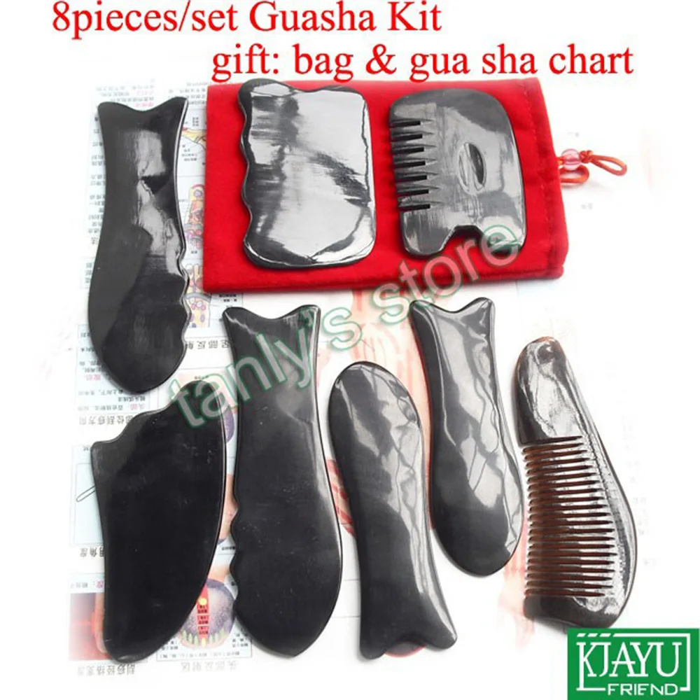 8 шт./лот набор инструментов для массажа 100% ox рожок похудения лица Уход за кожей