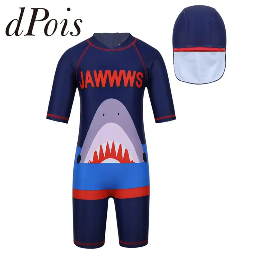 Детский слитный купальник с короткими рукавами для мальчиков купальный костюм