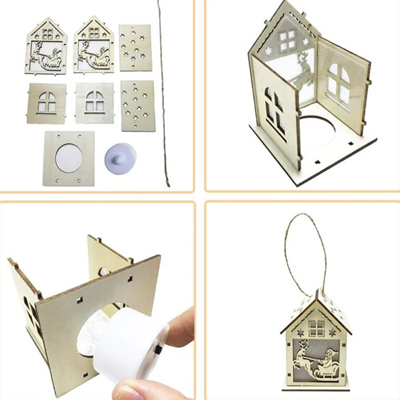 

Merry Christmas LED Lights Luminous Cabin Pendants Ornaments Xmas Gifts New Year