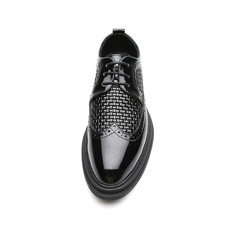 Блестящие мужские туфли-оксфорды из лакированной кожи дизайнерская обувь в