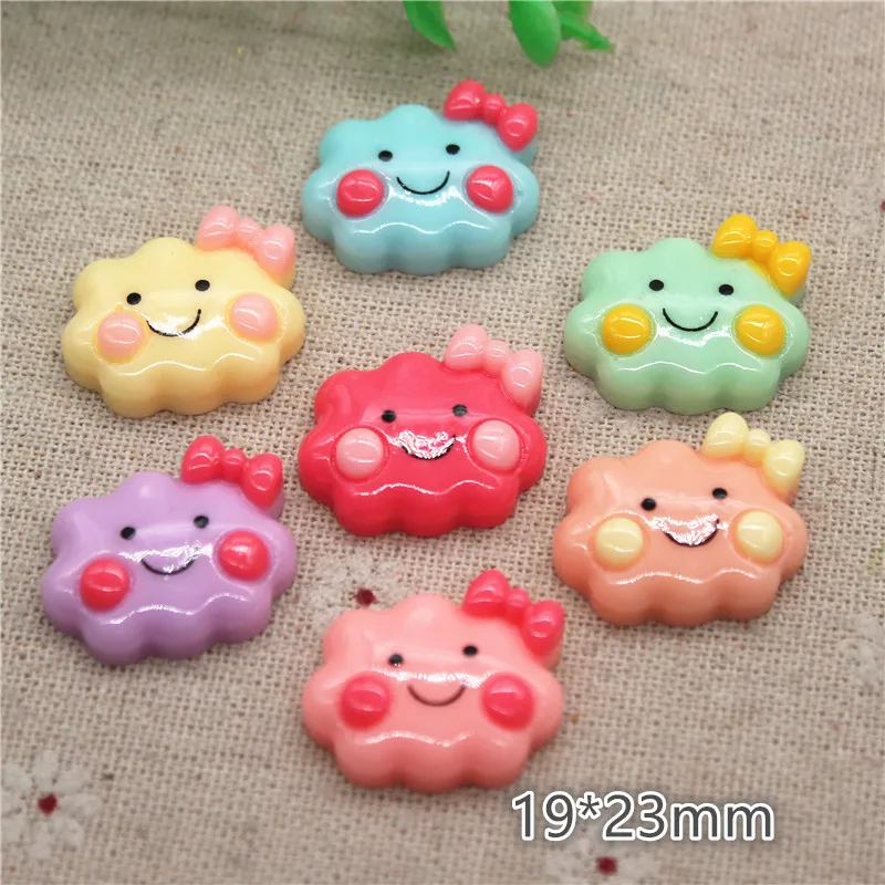 10 шт. Kawaii смесь цветов смолы смайлик облака Flatback Кабошон миниатюрное Искусство DIY