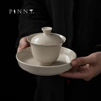 pinny 130ml retro plant ash glaze ceramic tea tureen traditional chinese kung fu gaiwan pigmented tea service