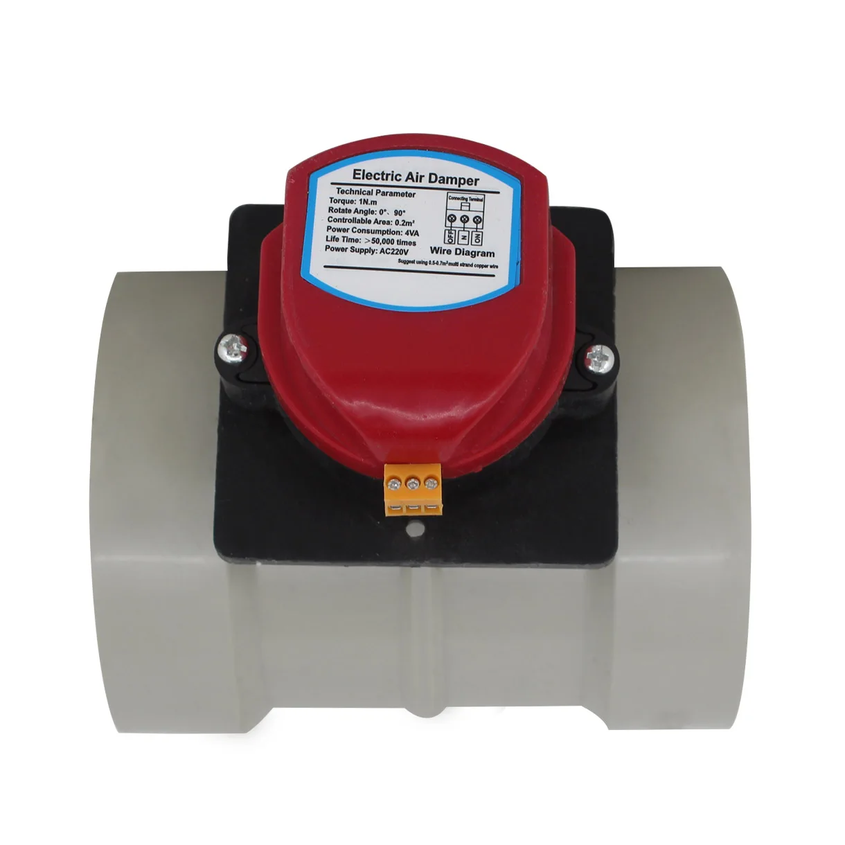 Заслонка для воздушного канала с электроприводом из ПВХ 110 160 200 AC220v DC12V/24V для регулирования объема свежего воздуха.