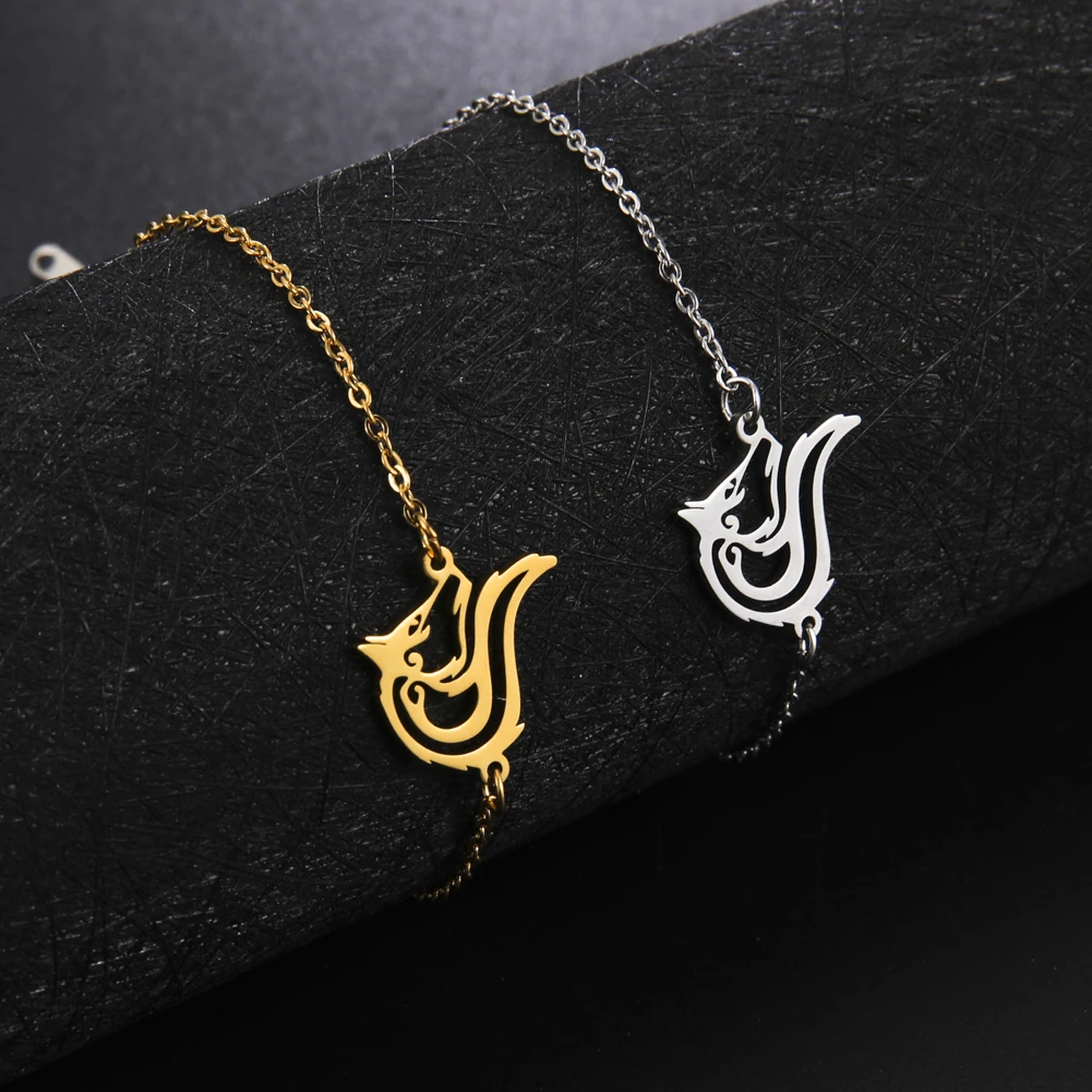 

Lucktune Wolf Fox Unicorn Dolphin Cute Animal Women Men Bracelets Stainless Steel Charm Bracelet on hand Jewelry Gift Wholesale