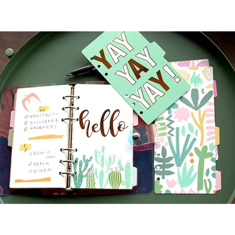 

1Set Creative A5 A6 Loose Leaf Notebook Divider 6 Hole Index Separator Diary Paper Planner Binders Students Staionery Supplies