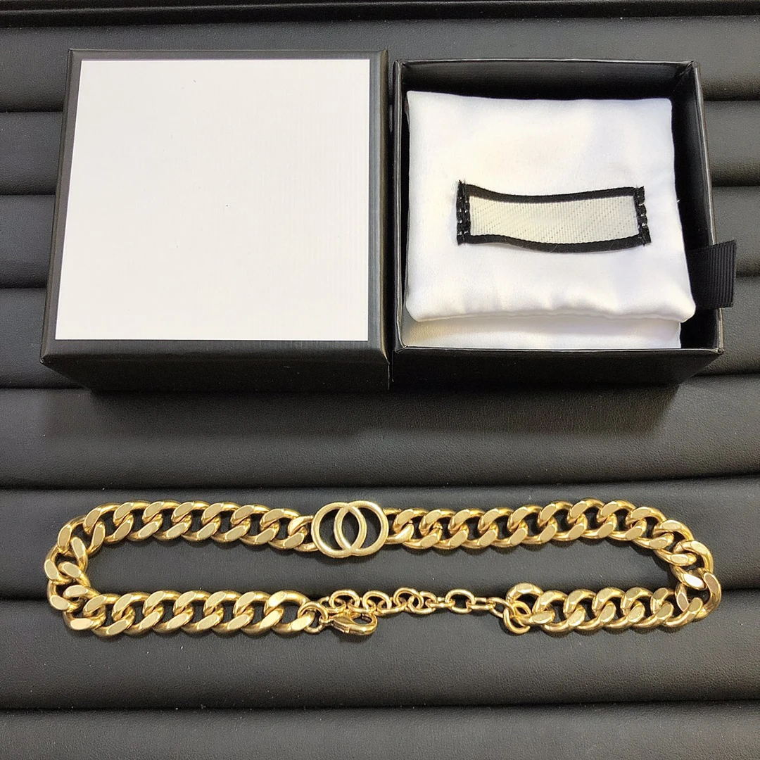 

Acquire women luxury 925 Silver thick chain gold bracelet original letter G brand jewelry logo Christmas holiday couple gift