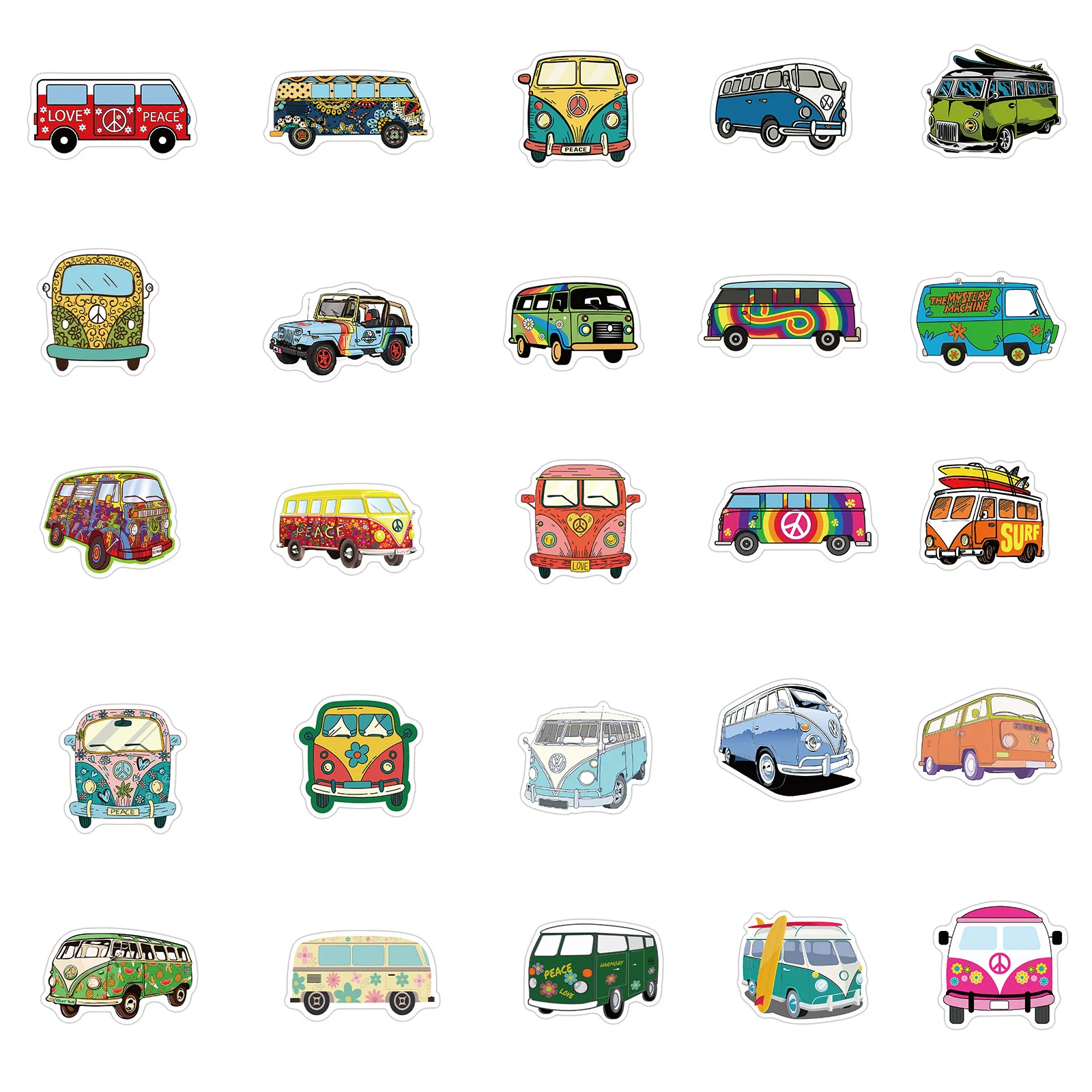 Pegatinas de hipop&oacute;tamo Retro para coche, pegatinas de amor y paz con dise&ntilde;o de guitarra para port&aacute;til, equipaje, monopatines, diario, papeler&iacute;a, pegatina, 10/30/50 Uds.-5