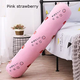 Pink strawberry Плюшевая цилиндрическая подушка, Мультяшные животные, мягкая круглая подушка для сна, для взрослых, детей, ноги, поясничная Подушка, фламинго, 3 размера - Цвет: Pink strawberry