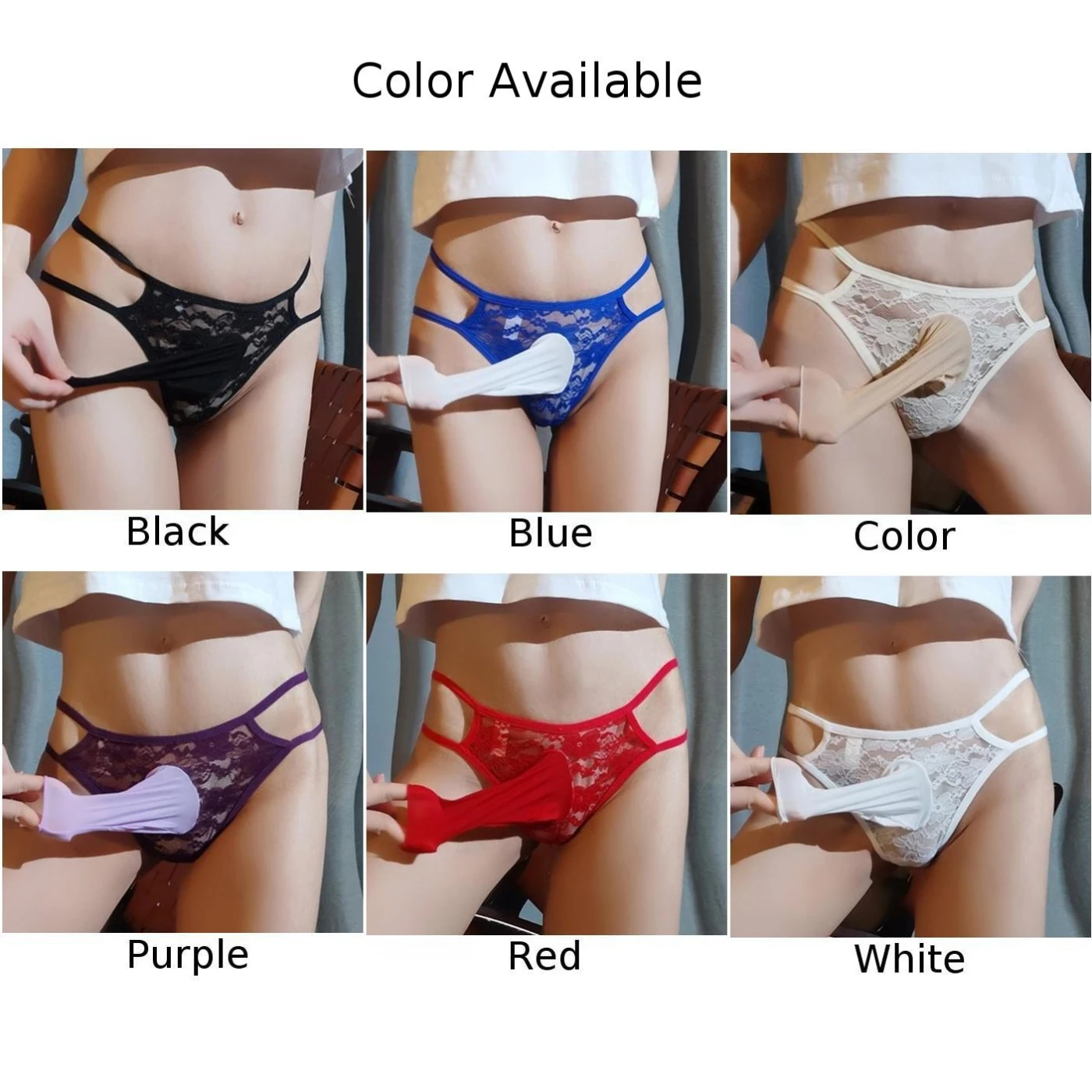 Трусы-стринги мужские прозрачные с низкой посадкой пикантное кружевное нижнее