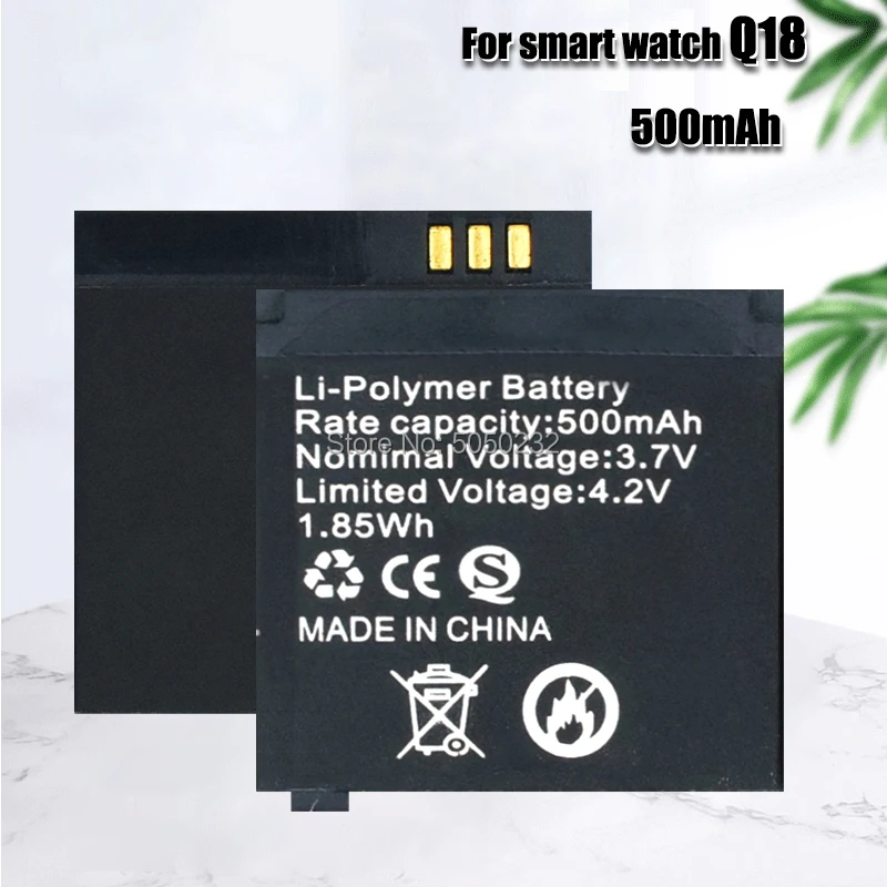 

4-20PCS Q18 Smart Watch 2 Pieces 3.7V Rechargeable Li-ion Polymer Batteries 500mA Lithium Li-po Battery Smartwatch Replace