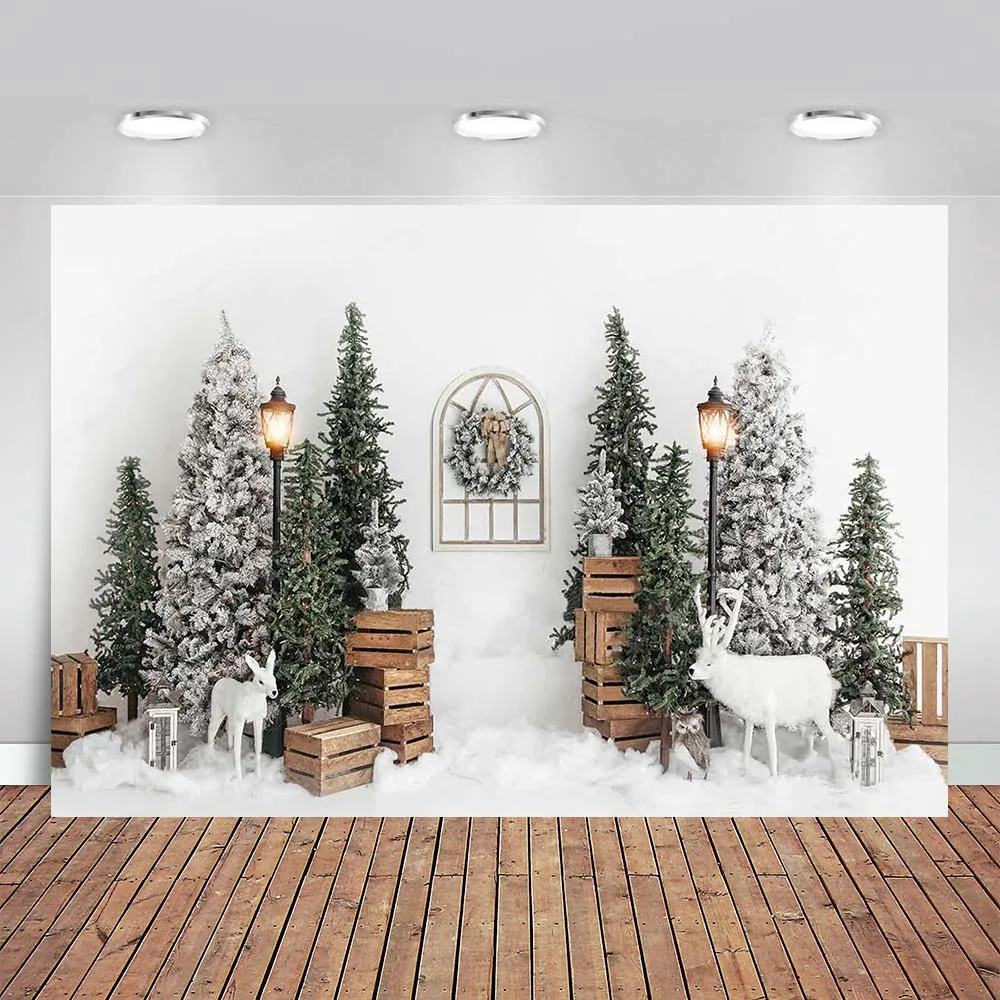 Christmas Backdrops Photocall Tree Lights Wreaths Fireplace Toy Socks Birthday Party Backdrop Photocall Photo Studio enlarge