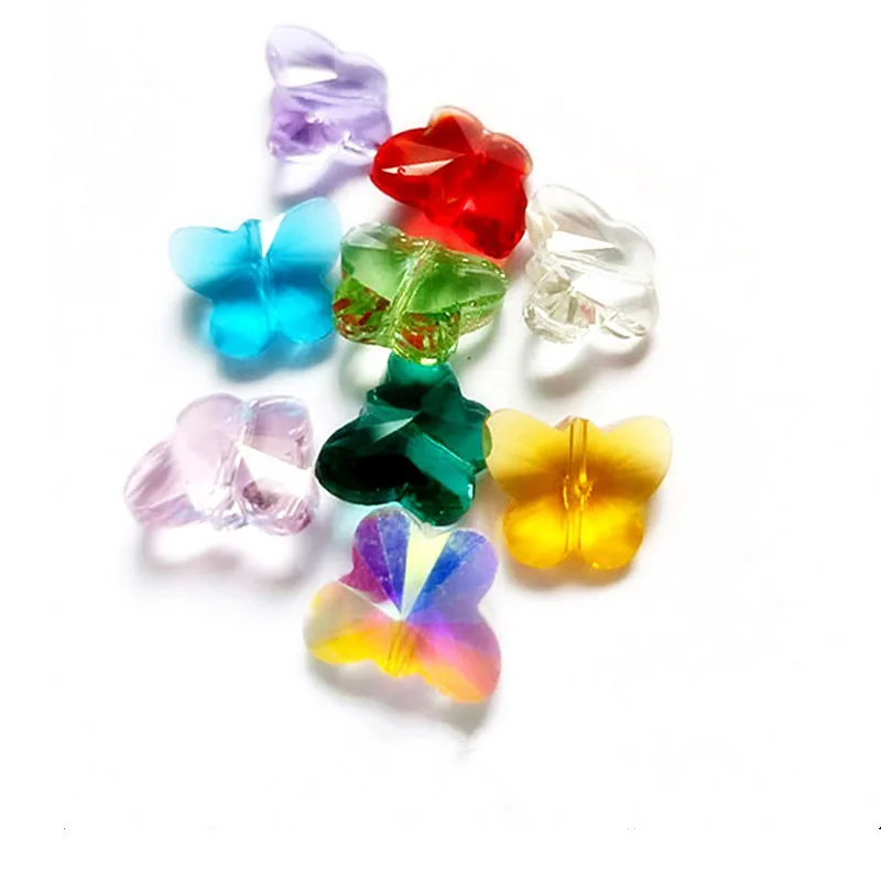 

10mm 30pcs/pack crystal butterfly shape beads Straight hole Austria glass charms butterfly beads Pendant for diy Earring making