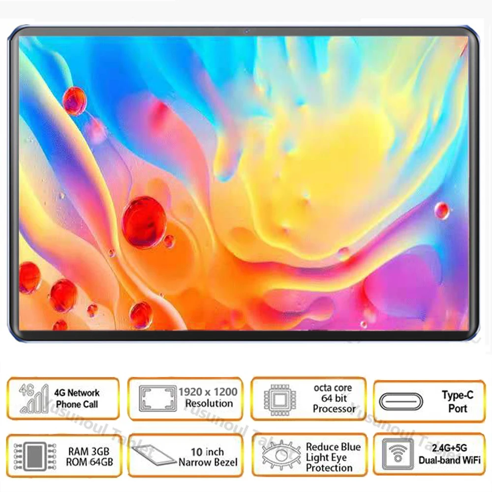 Sales! 3+64GB Super 10 inch Tablet MT6762 Octa Core 1920*1200 2.5K IPS Screen Dual 4G Phone Call Android Tablet pc 10.1“+Gifts