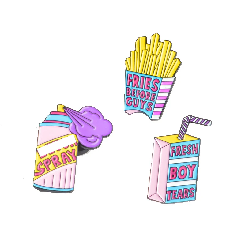 

Creative pin Fresh Boy Tears Fries Before Guys Spray Pins Enamel lapel pins Badges Brooch Gift for women girl Cute pins