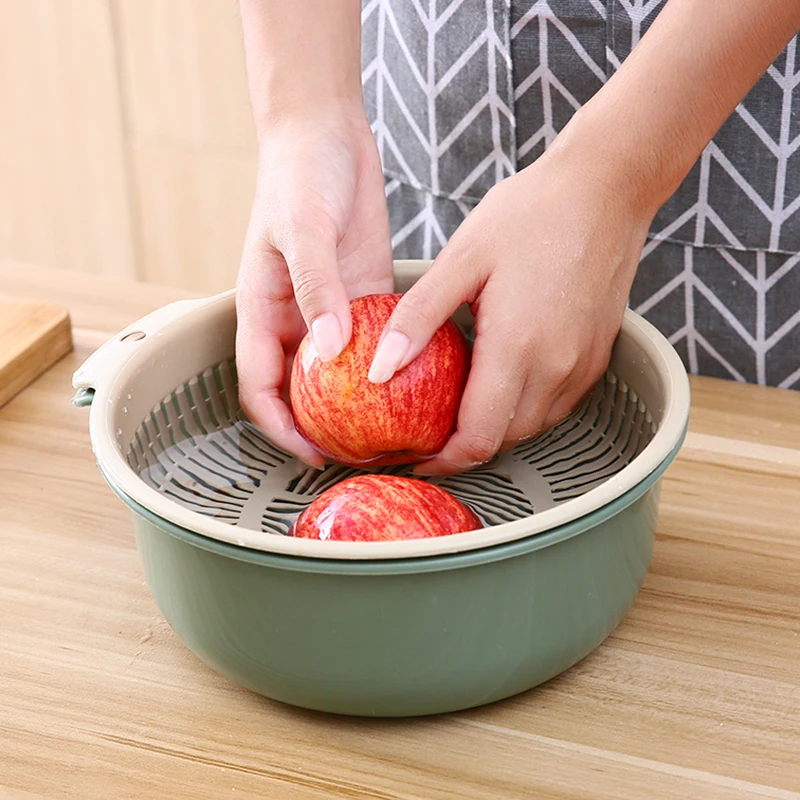 QDRR двойная пластиковая корзина для мытья кухонная слива овощей домашняя круглая