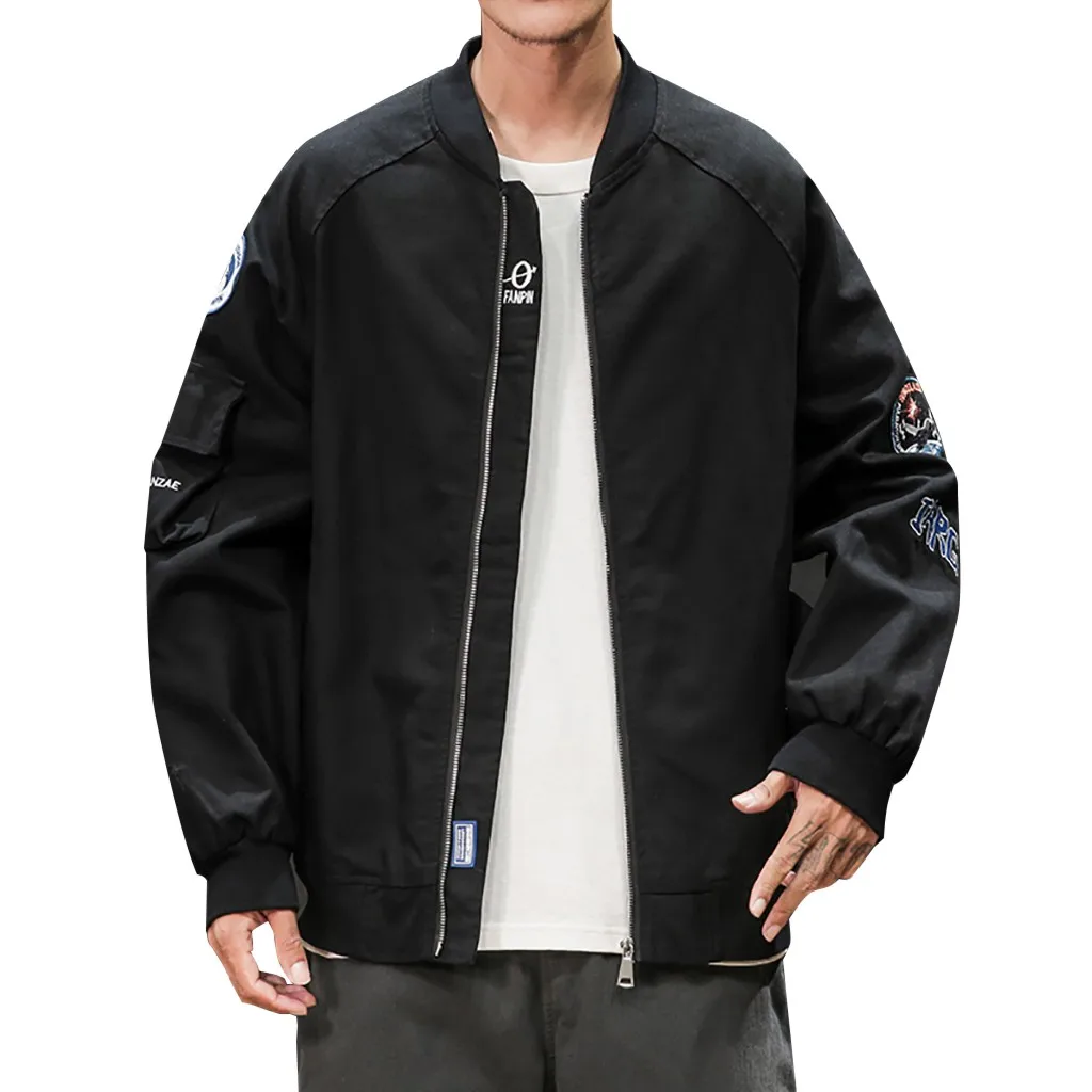 SAGACE мужская повседневная однотонная куртка на молнии большого размера