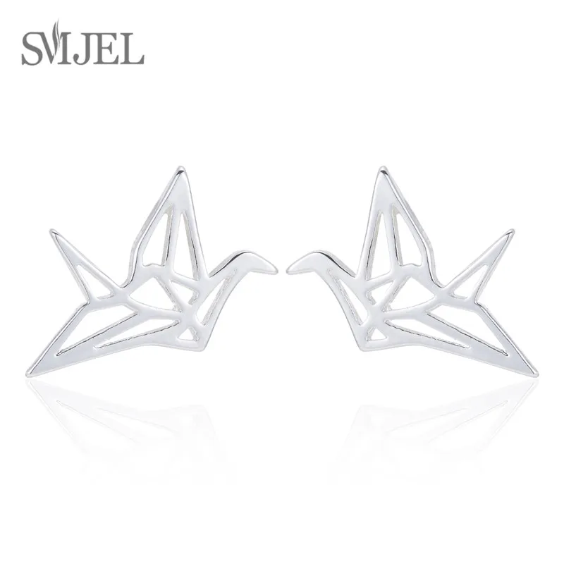 Серьги SMJEL Птица в китайском стиле оригами журавля для элегантных женщин