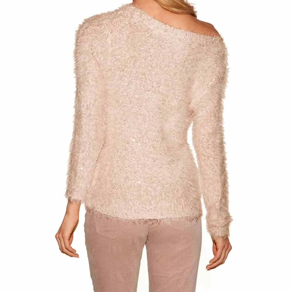 Женский однотонный теплый свитер с круглым вырезом тонкий длинными рукавами