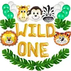 Набор баннеров Wild One, Детский набор баннеров с искусственными пальмовыми листьями для первого дня рождения, сафари на тему зоопарка вечерние с тигром, обезьяной и львом