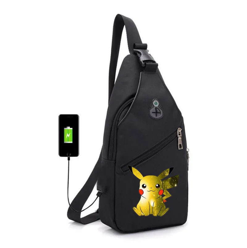 Сумка через плечо Pokemon Go Pikachu нагрудная Сумочка с умным USB разъемом для наушников