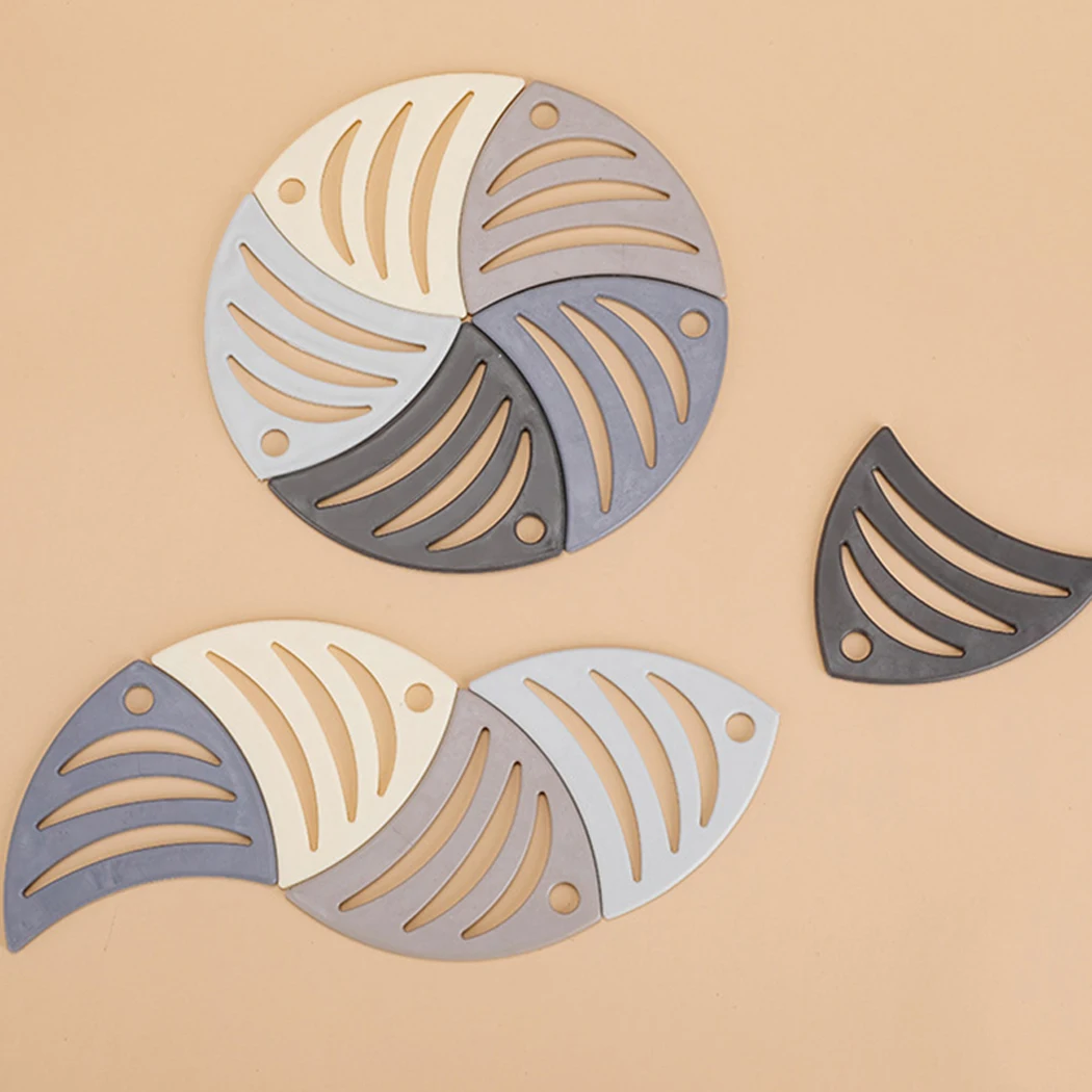 

3pcs Fish Shape Pot Pad Heat-Resistant Hollow Rubber Mat Drink Coaster Soup Bowl Holder Tableware Placemat Kitchen Supplies