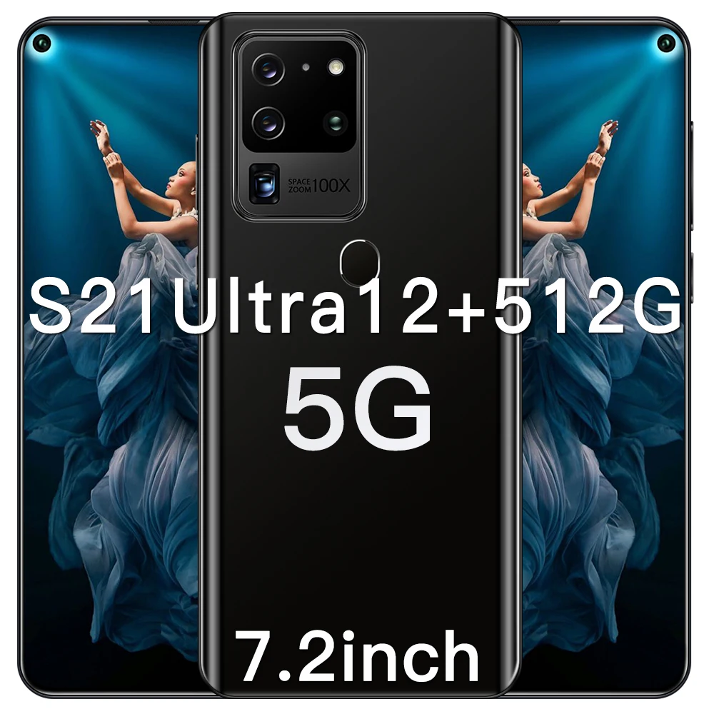 

Galxy S21Ultra 256/512GB Face Fingerprint Unlock Smartphones 7.2 Inch Digging Screen Dual SIM+SD 5800mAh Andriod Mobile Phone