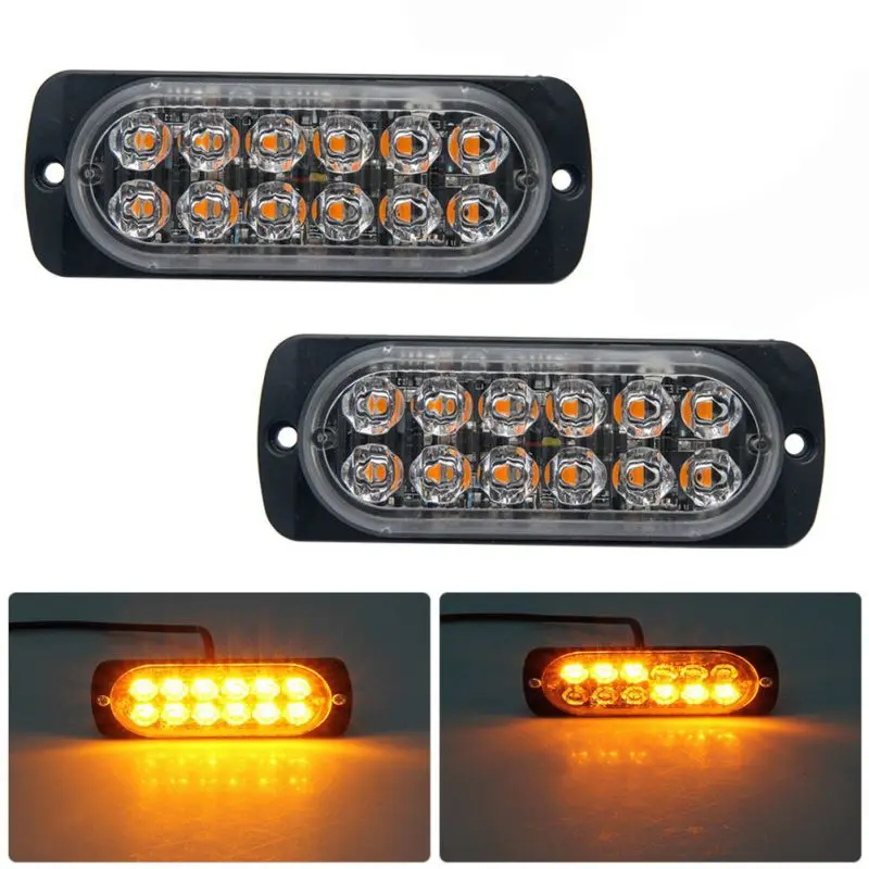 

4 PCS Car SUV Truck Ultra-thin 12LED Side Emergency Strobe Flashing Warning Light 12V 24V 36W High Power Yellow Drop shipping