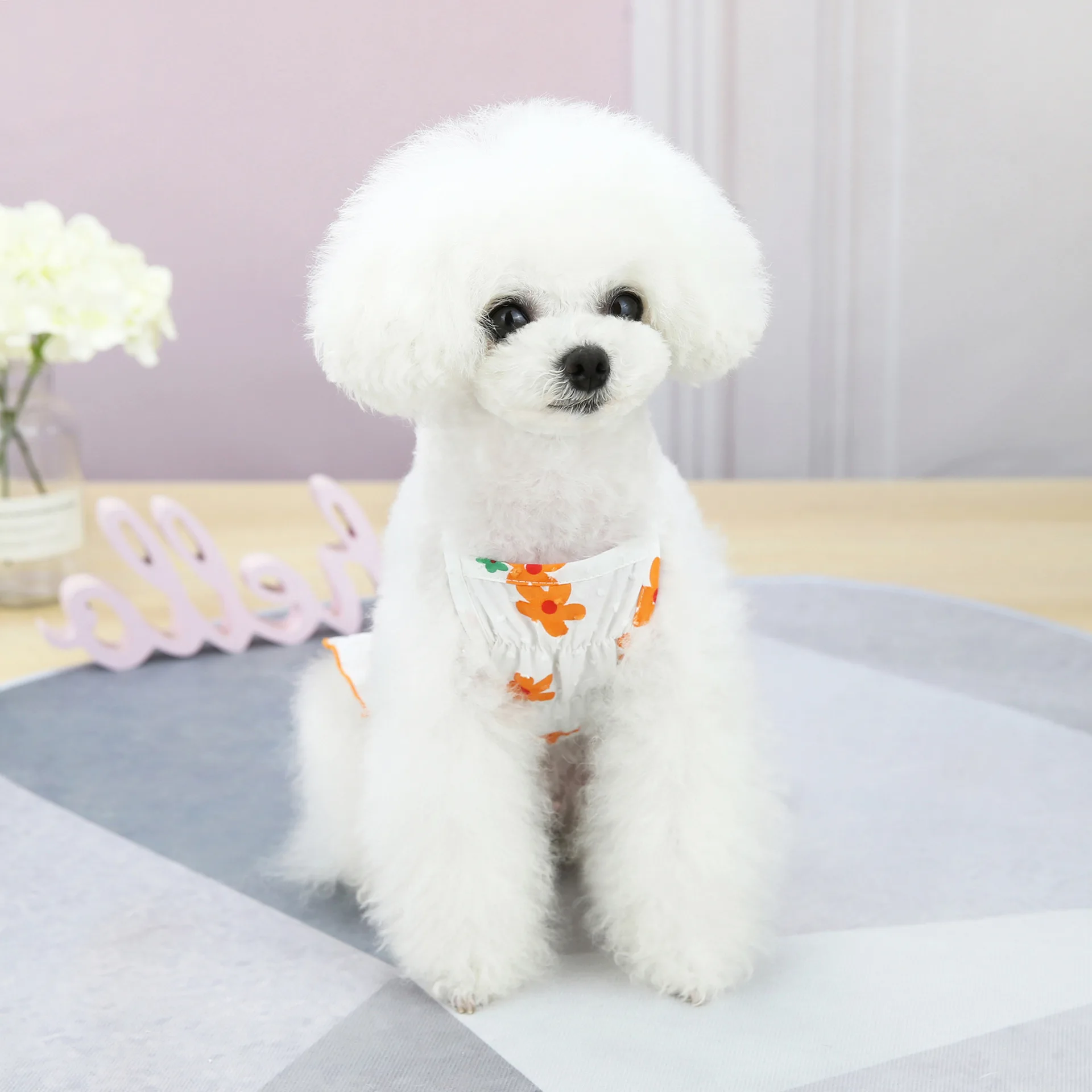 

Cute Dog Dress Flower Print Sling Dress T-shirt Comfortable Durable Pet Dog Skirt Princess Dress Puppy Dog Accessory Ropa