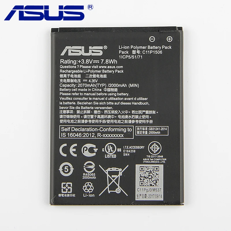 Original ASUS C11P1506 Phone Battery For Live G500TG ZC500TG Z00VD ZenFone Go 5.5 inch 2070mAh | Мобильные телефоны и