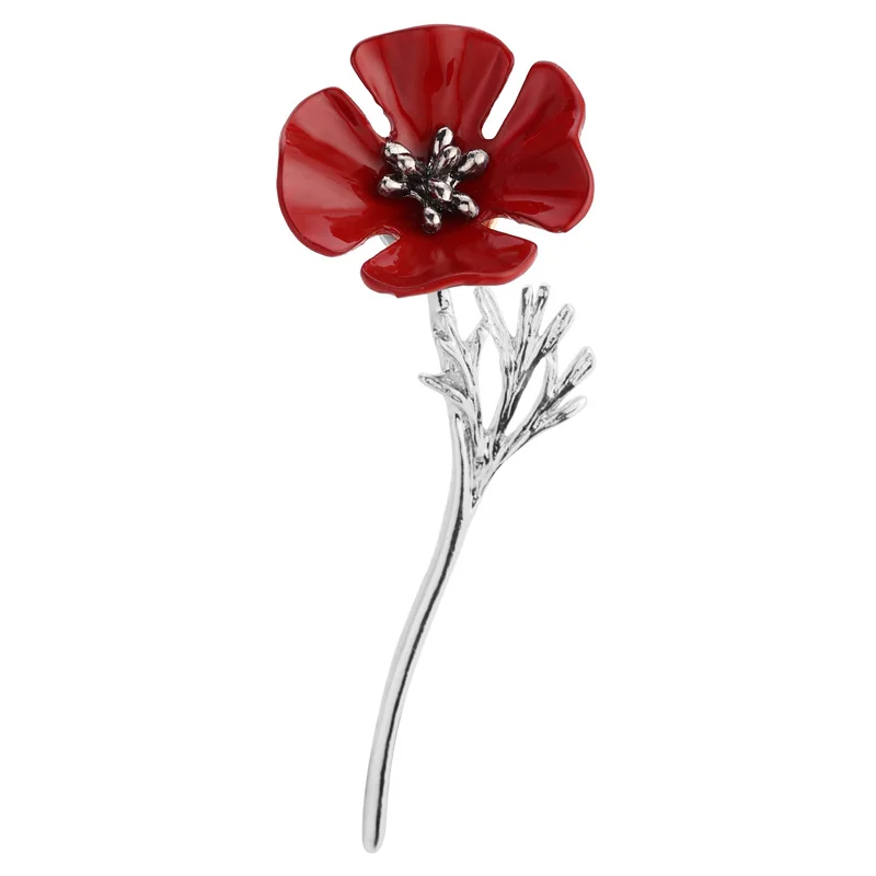 

Retro and Elegant Creative Red Poppy Flower Brooch Temperament Lapel Pin Commemorative Gift Clothing Accessories Easy To Match