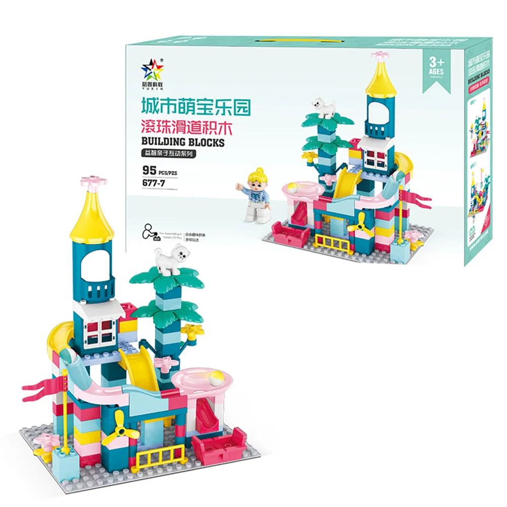 95 шт. мрамор бег большие блоки совместимы с Duploed строительные Воронка слайд DIY